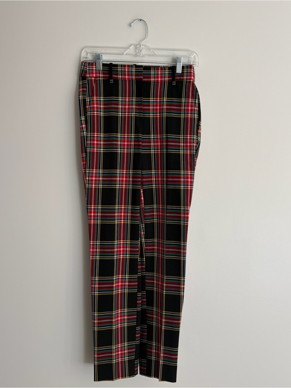 J. Crew Black and Red Tartan Ruby Full Length Dress Pants Size 0